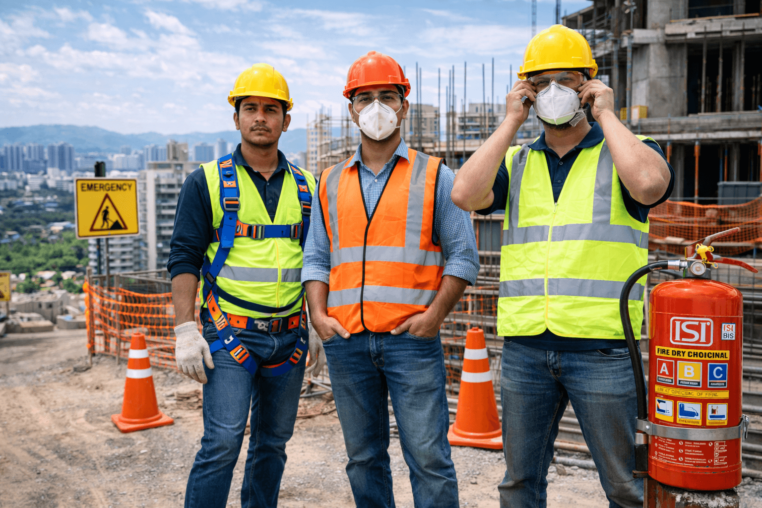 Workplace safety equipment used on construction site in Pune