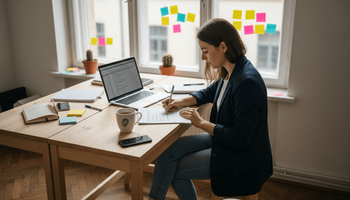 Ideen fürs Content-Marketing halte ich gerne per Hand in meinem Notizbuch fest.