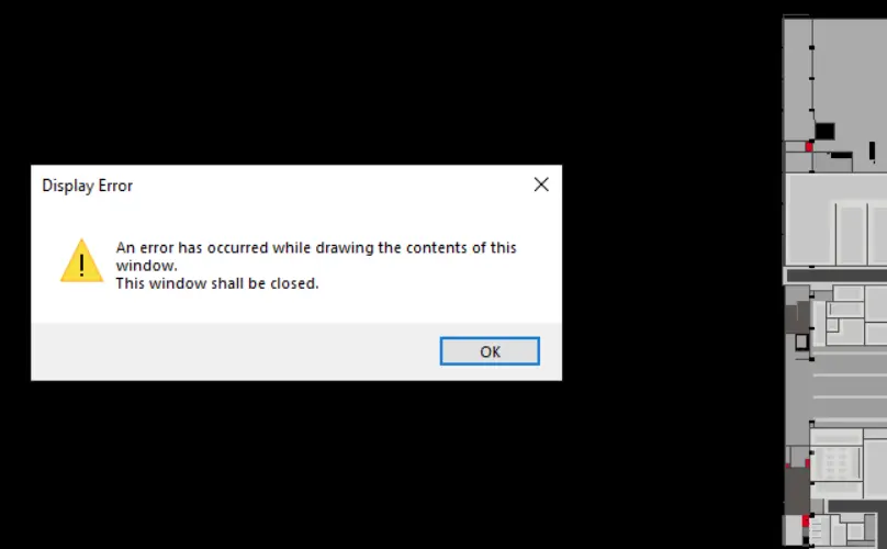Display Error - Revit window shall be closed, image