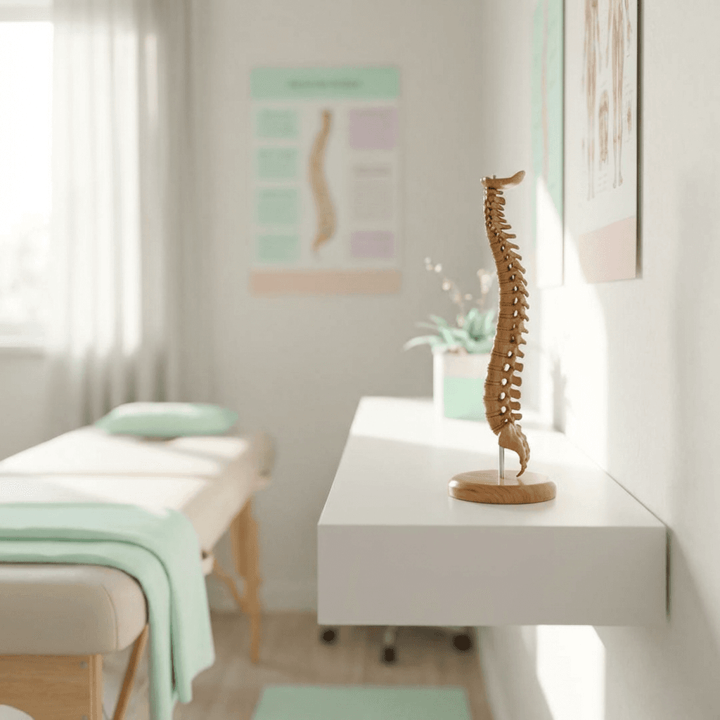 Praxisraum für Physiotherapie mit Dekoelementen