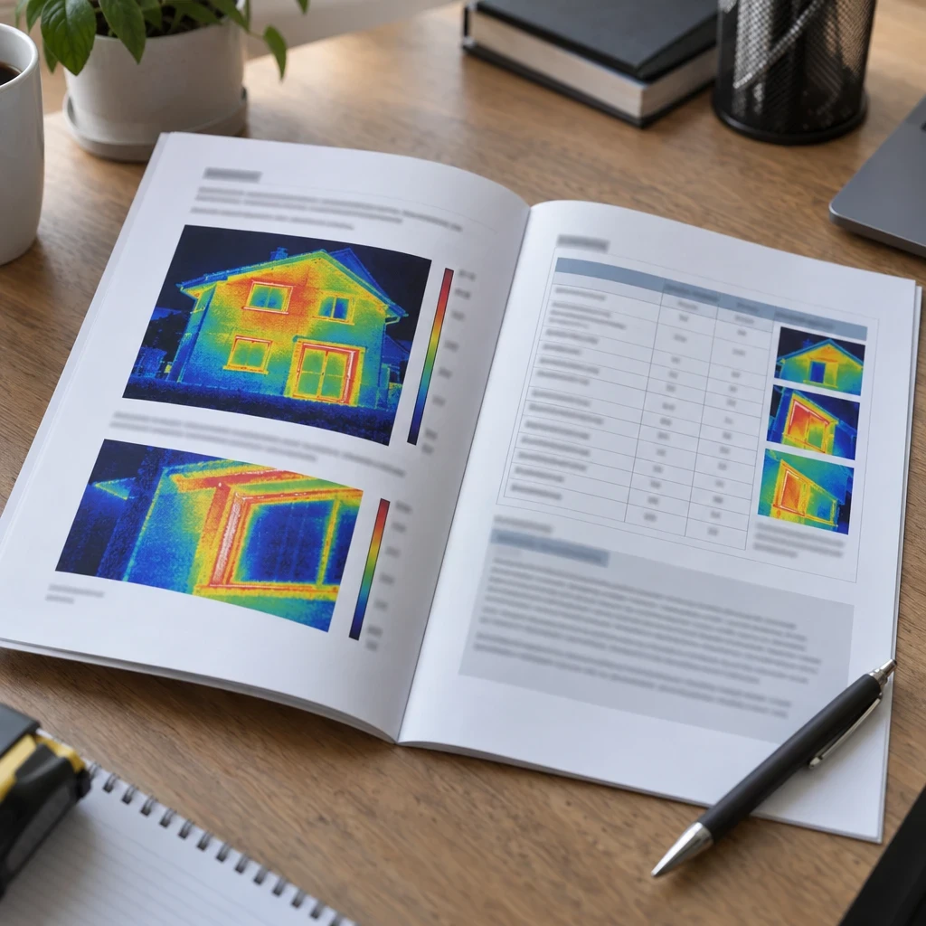 Rapport thermique illustré d’images infrarouges d’une façade
