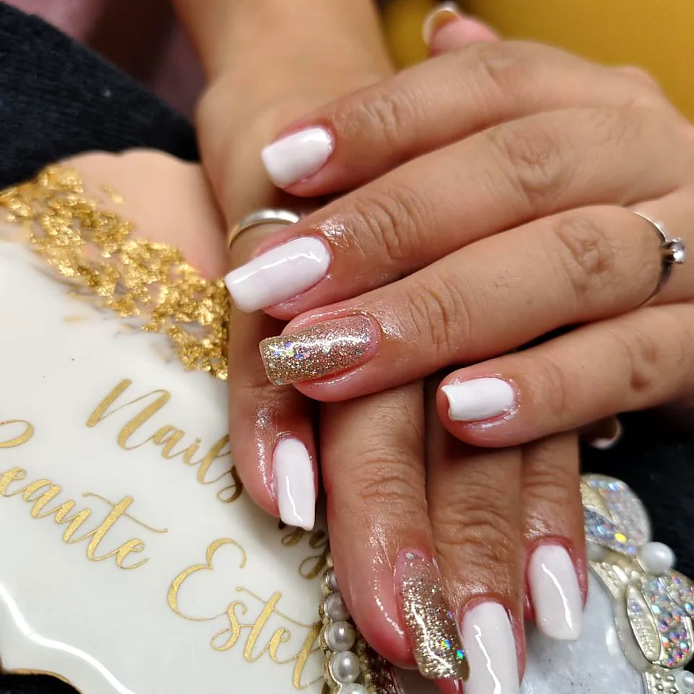 Nude with glitter accent
