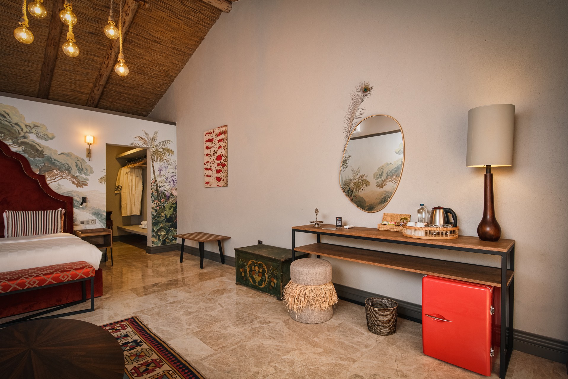 the private hot tub on the balcony, modern design with clean lines and natural materials.