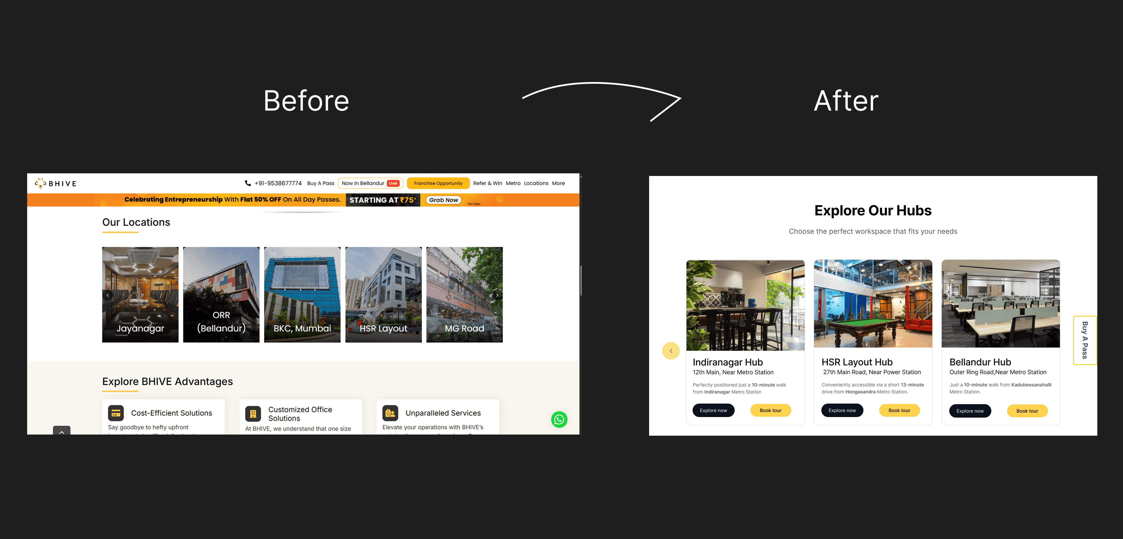 The locations section was redesigned with a more consistent card system and improved visual structure. Cleaner layouts and better spacing enhance discoverability, making it easier for users to browse and explore different workspaces.