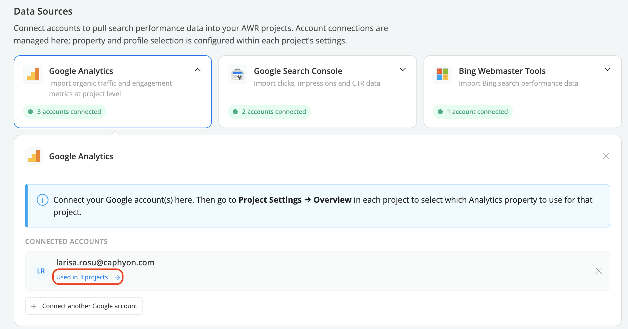 how-many-projects-the-google-analytics-account-used