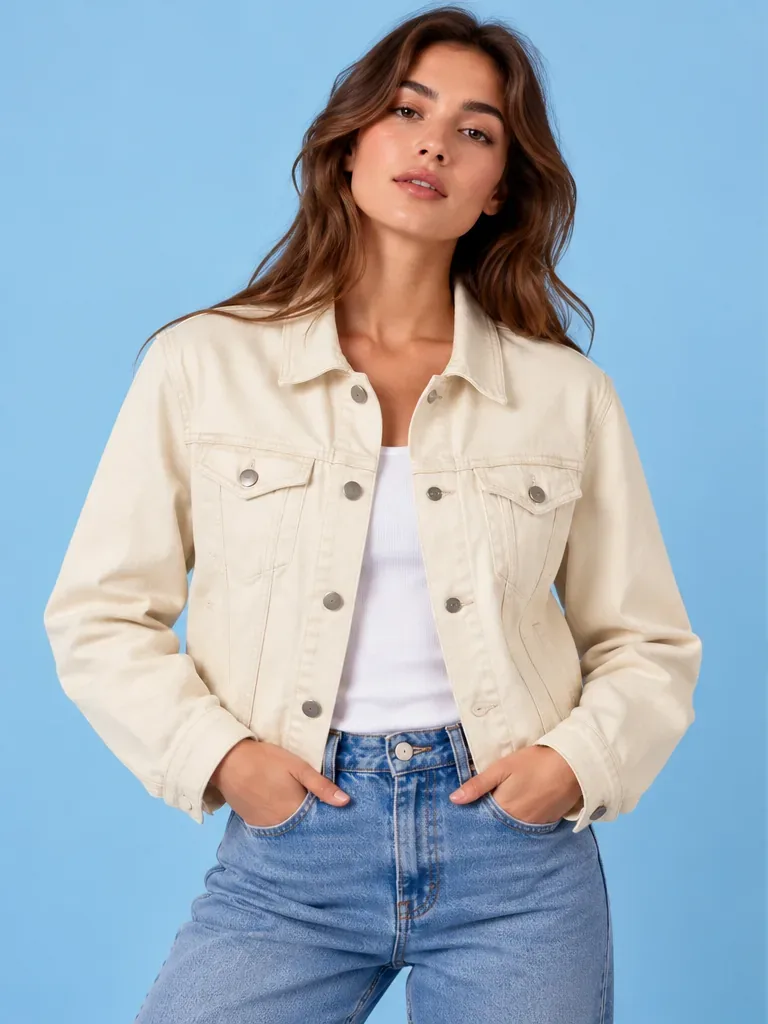 Chamarra white denim frente