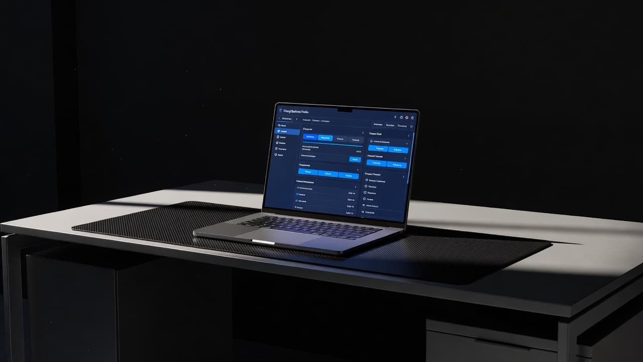 A computer screen showing local SEO dashboard settings on a modern desk.