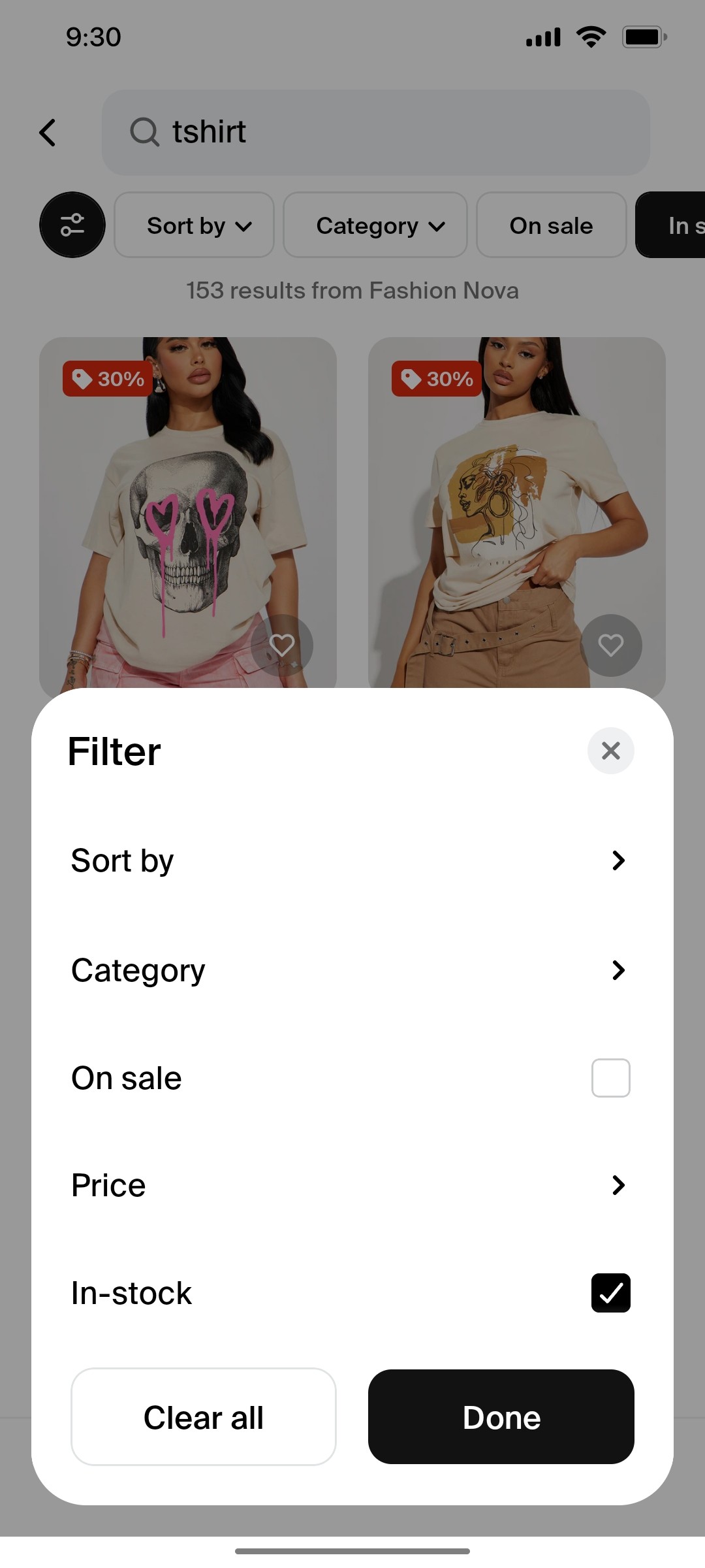 Shop App Filter Screen