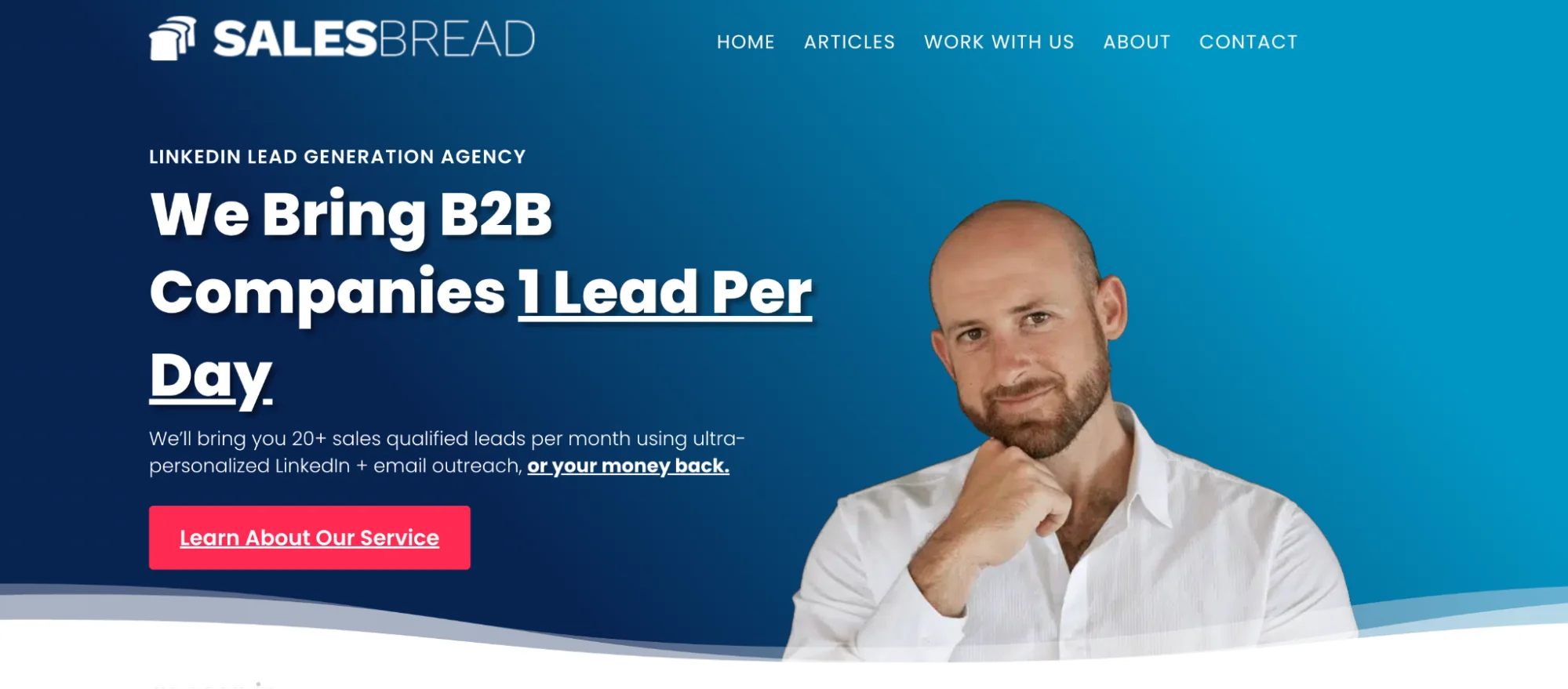 Salesbread homepage: boutique B2B cold email lead generation agency