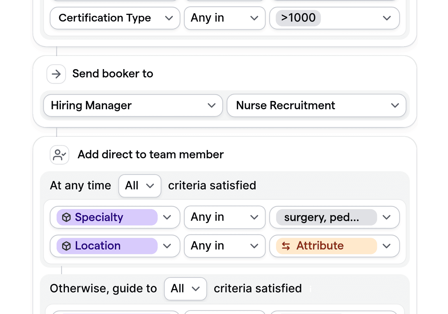 Customizable routing logic for healthcare hiring