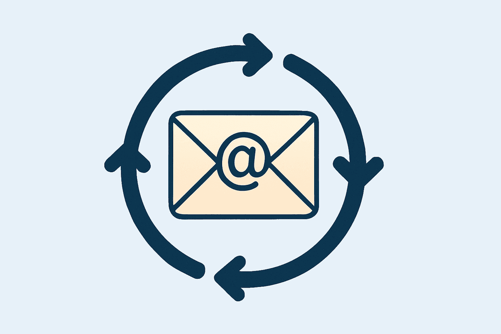 Circular arrows around envelope illustration