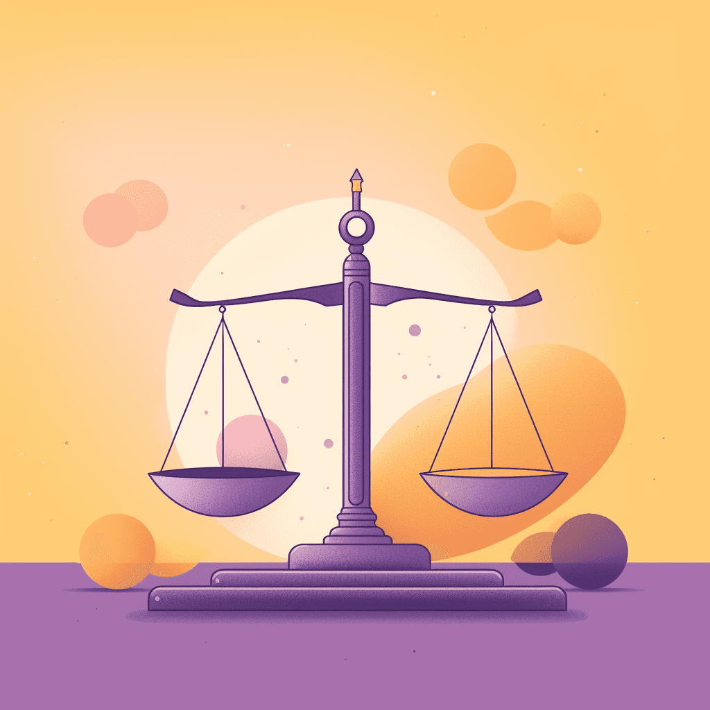 A balanced scale against a warm background.