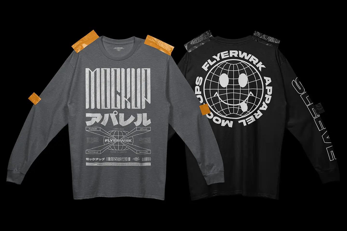 Gildan 2400 long sleeve taped mockup showing alternative design preview