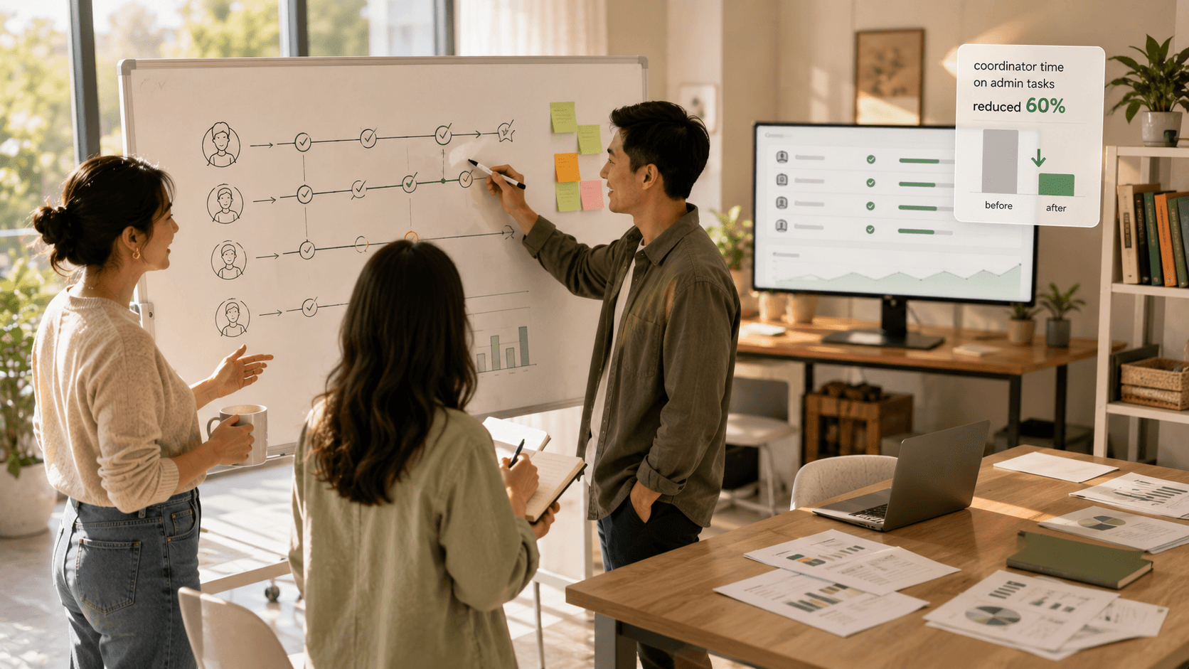 Education operations dashboard with workflow board, progress tracking, and admin analytics for online education infrastructure.