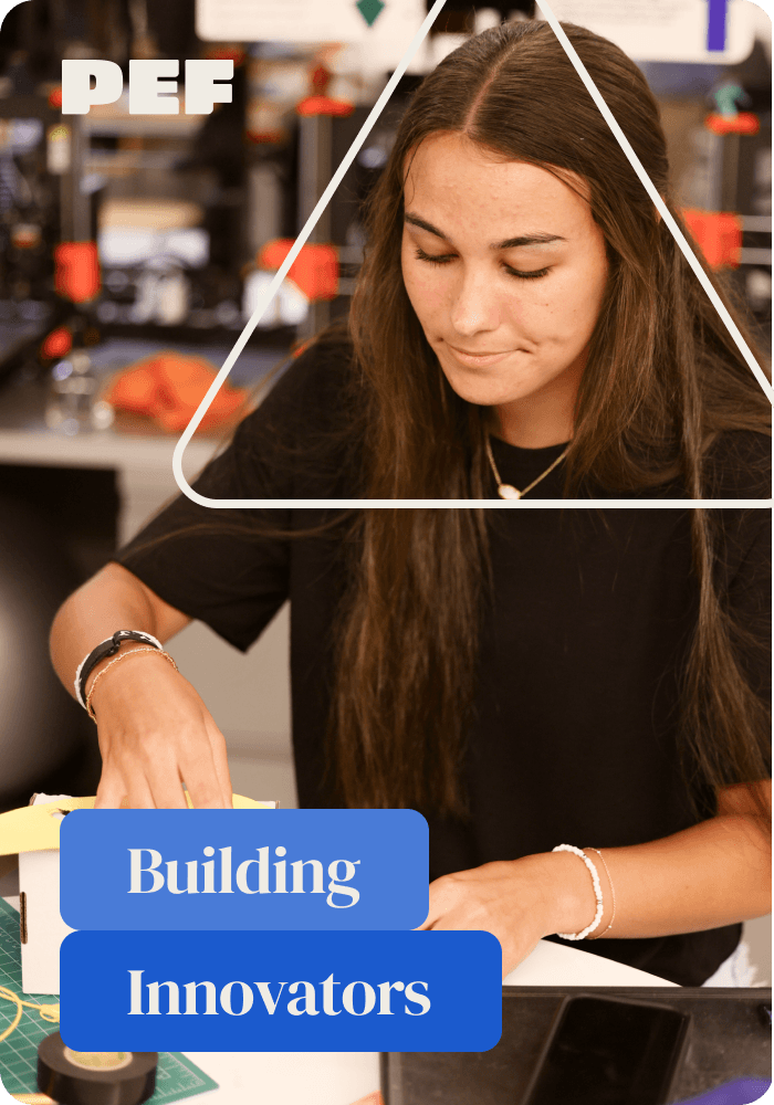 High school student working on a STEM fabrication lab project.