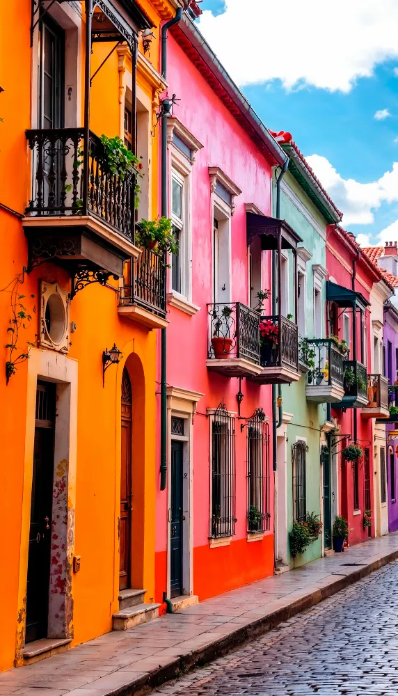 Casas coloridas no centro histórico de Cartagena