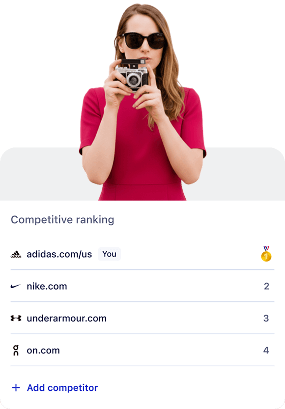 Competitors dashboard showing CWV, traffic, and UX metrics against competitors