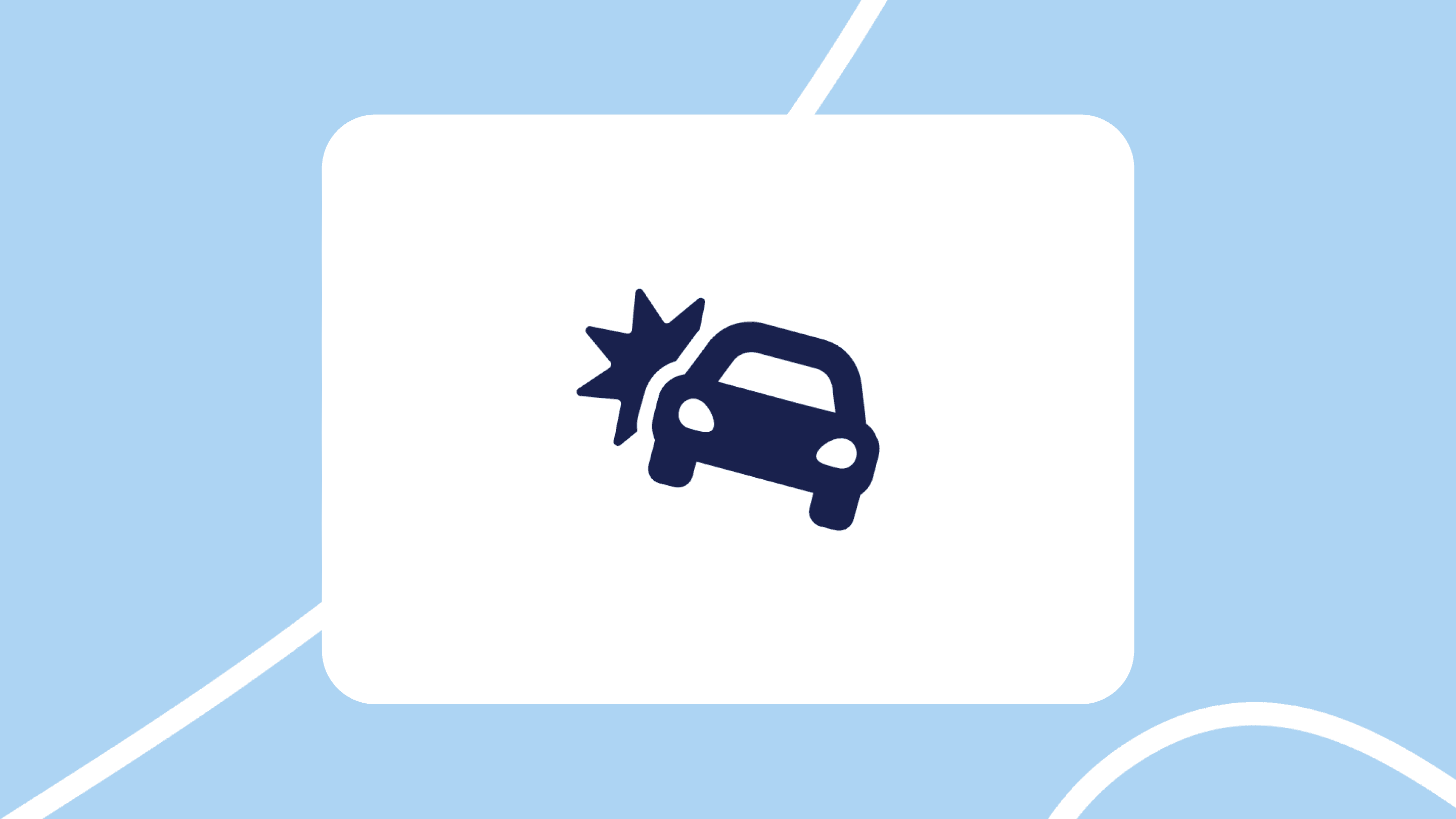 Coche siniestrado con impacto, icono para ilustrar guía sobre venta y tasación