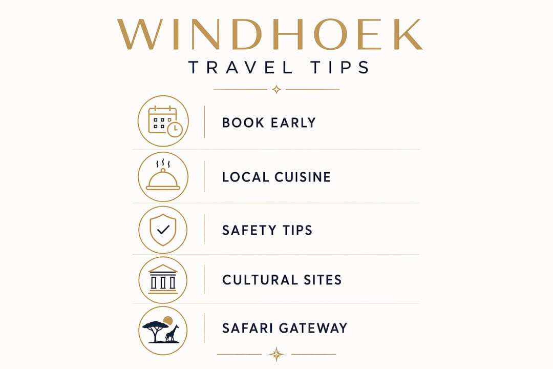 Infographic of key Windhoek travel tips