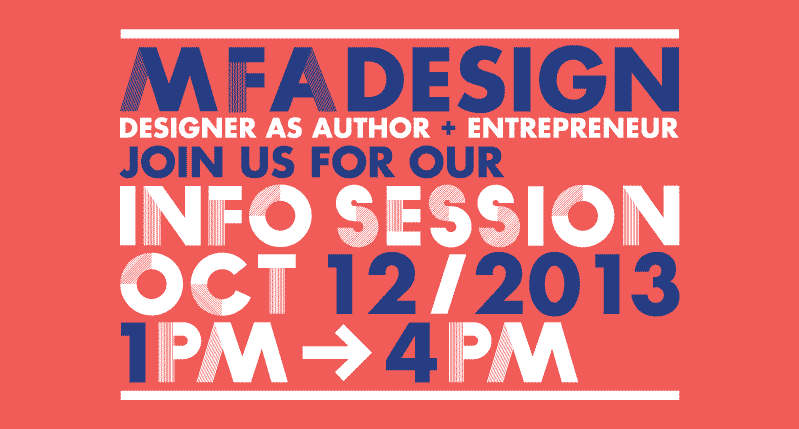 web banner of MFAD Designer as author + entrepreneur information session invitation for 2013