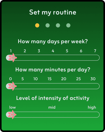 Mobile UI screen demonstrating the 'Adaptive Scheduling' feature. The interface asks the user 'How is your day looking?' and offers flexible options to adjust goals based on their energy levels.