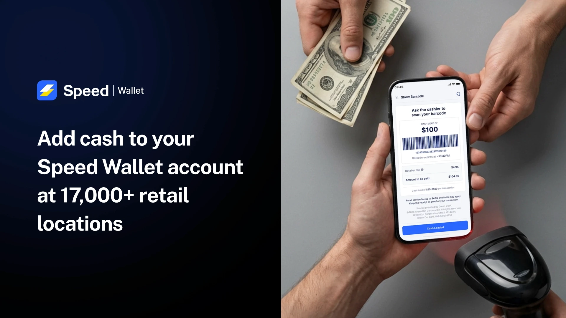 Add cash to your Speed Wallet account at 17,000+ retail locations