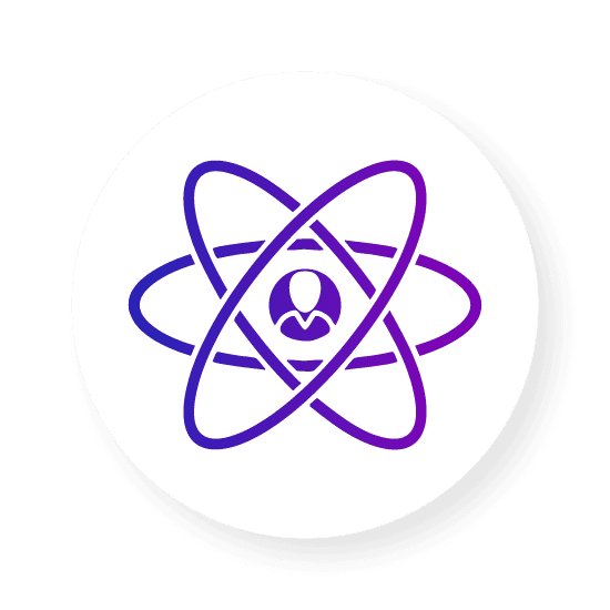 Icon depicting a computer monitor with data analysis charts, enclosed in a circular outline.