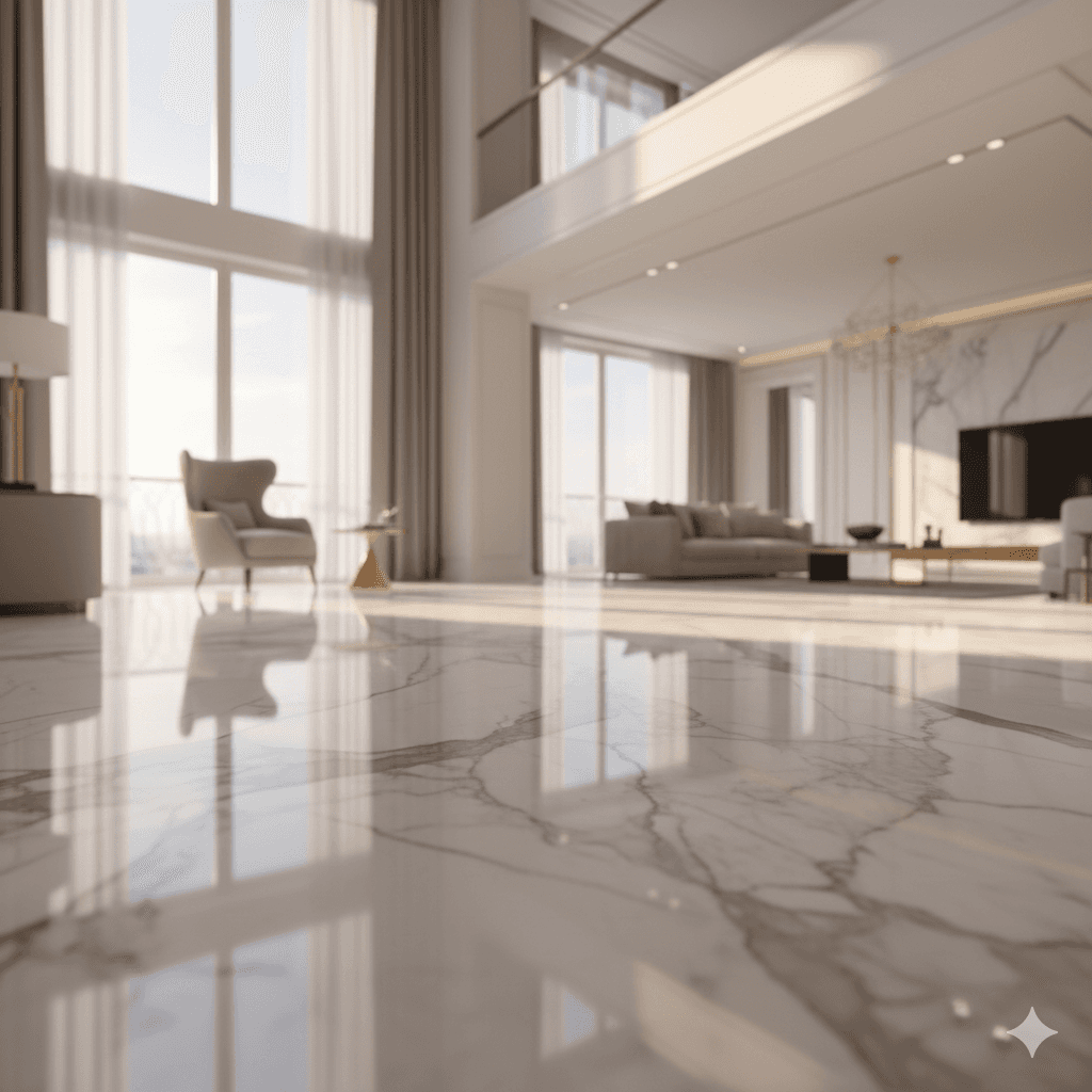 Luxury M3M apartment living room with Italian marble floor