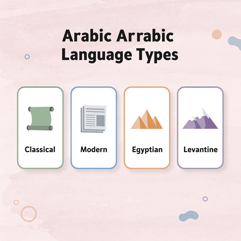 Infographic showing different types of Arabic language varieties