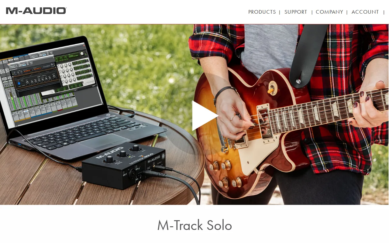 Screenshot of the M-Track Solo by M-Audio website