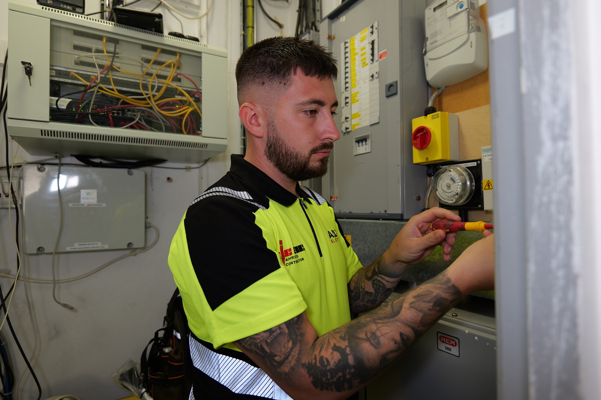 Bradley Harris doing an Electrical inspection for a business
