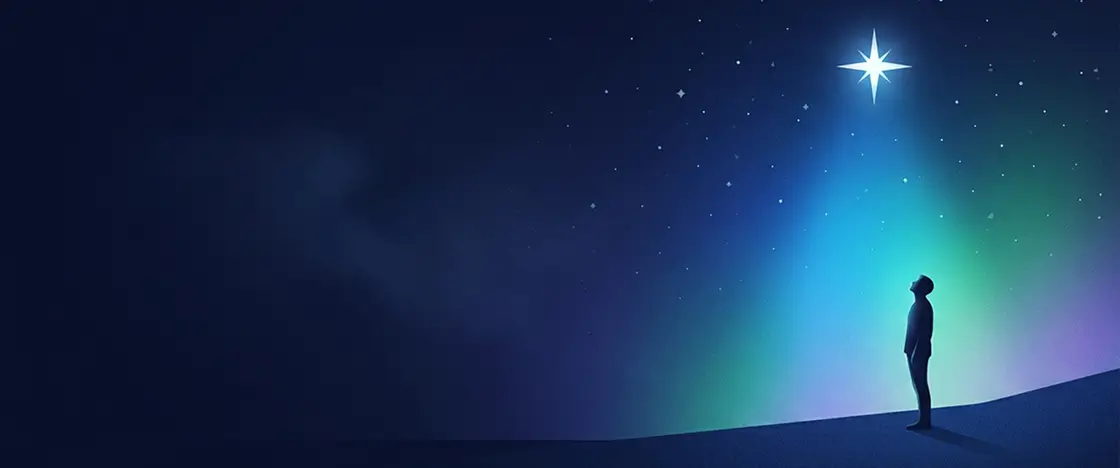 Person looking up at bright star