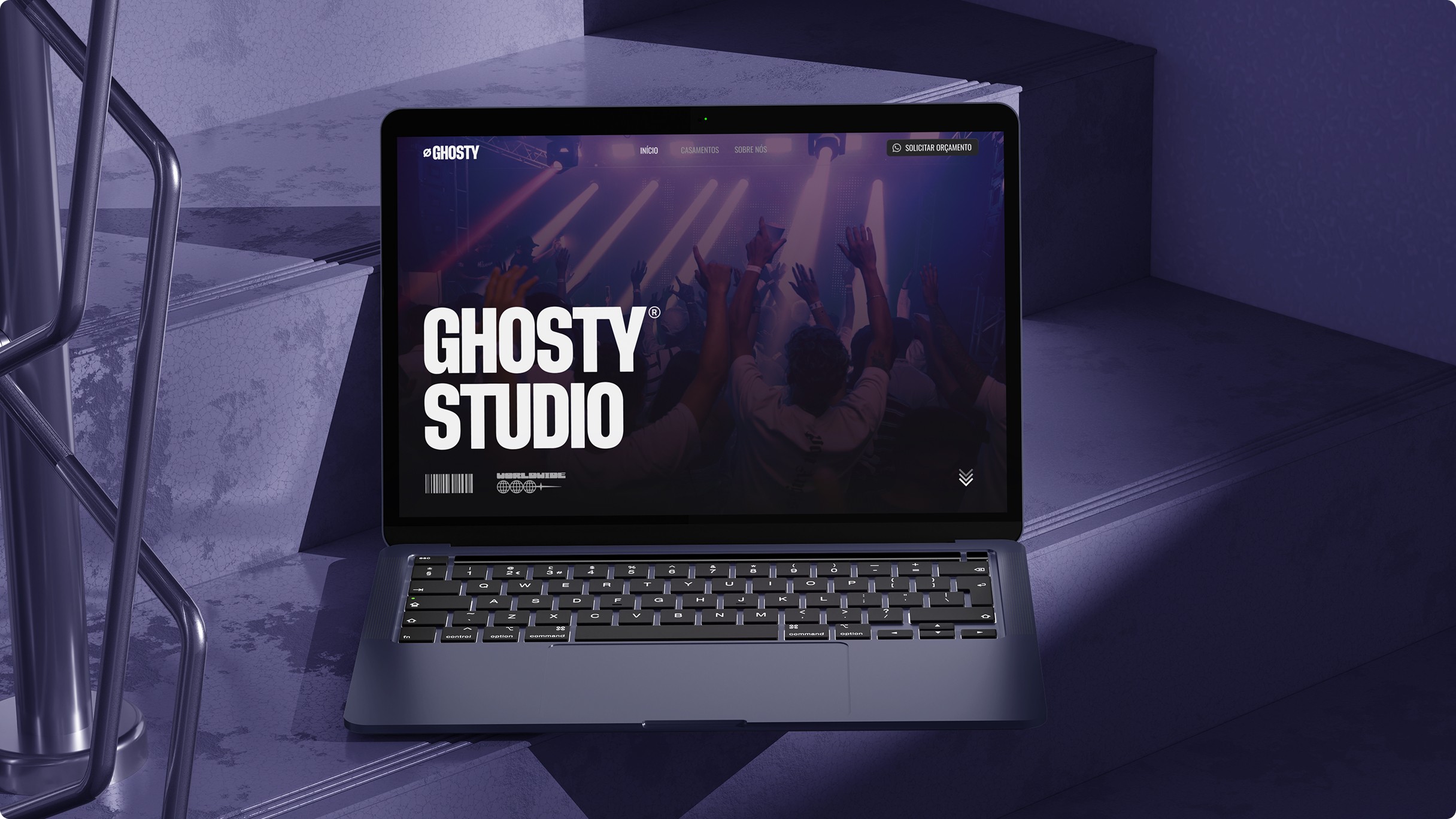 Mockup do site da Ghosty Studio