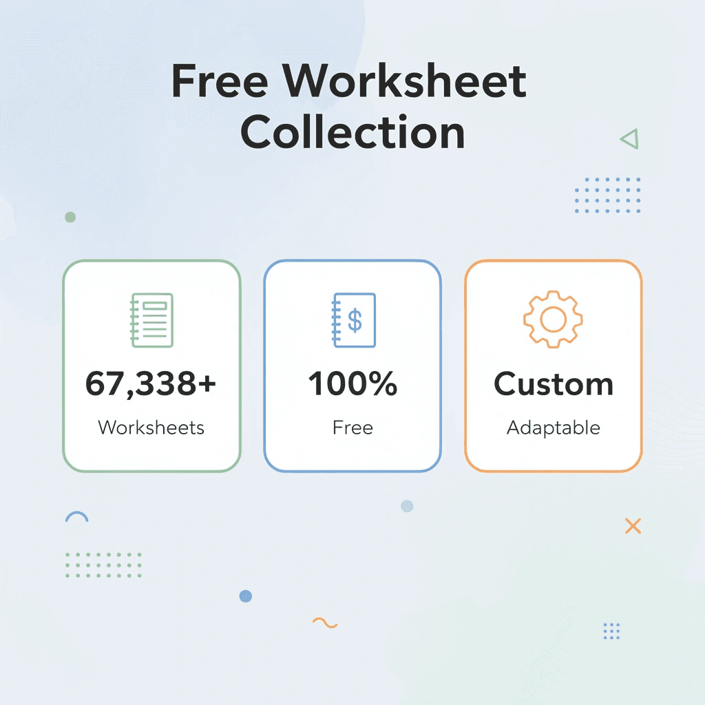 Statistics showing 67,338+ free adaptable worksheets