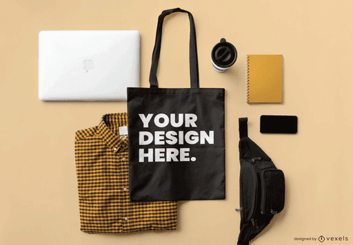 tote bag elements mockup