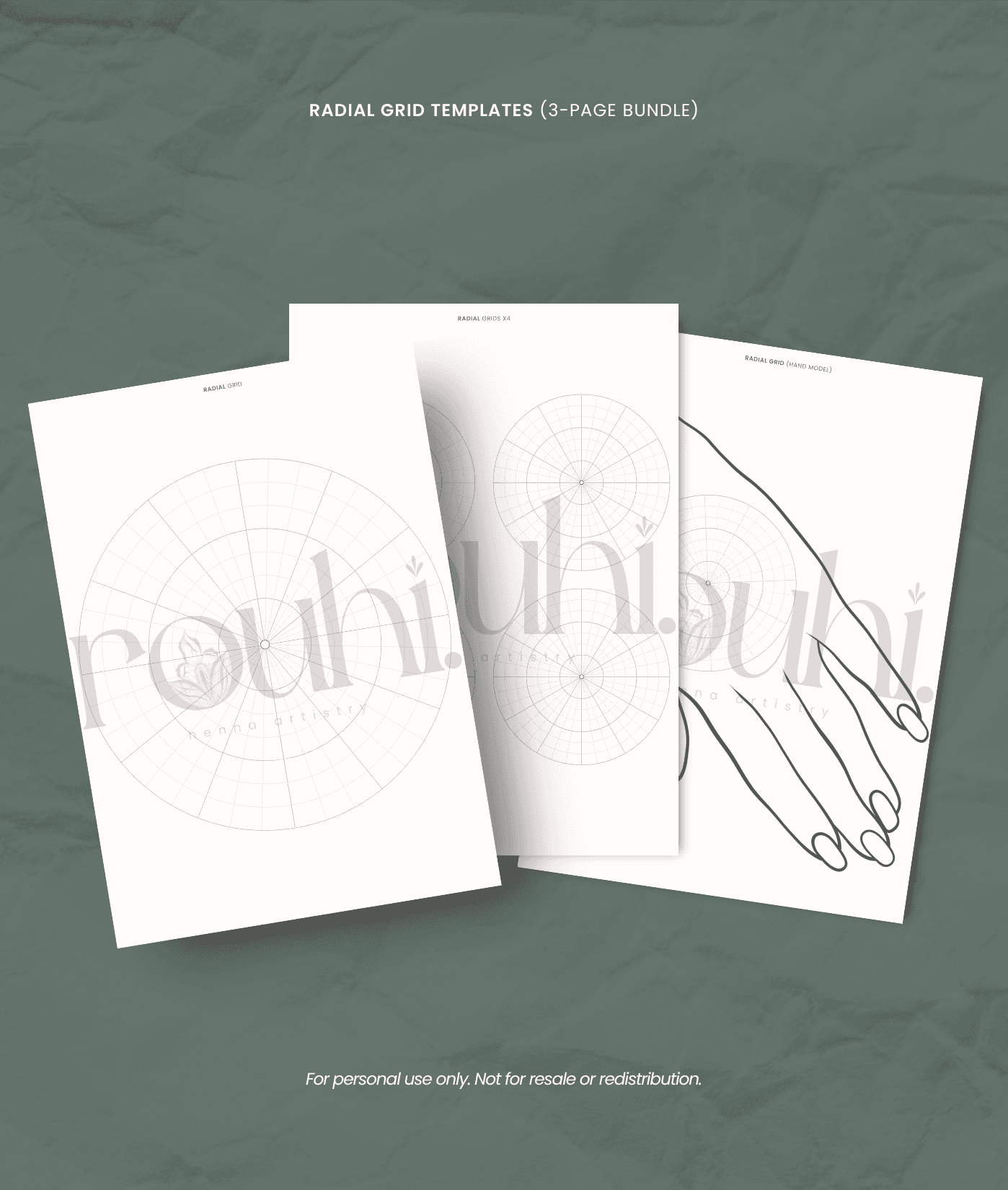 Radial grid henna templates by Rouhihenna in Singapore.