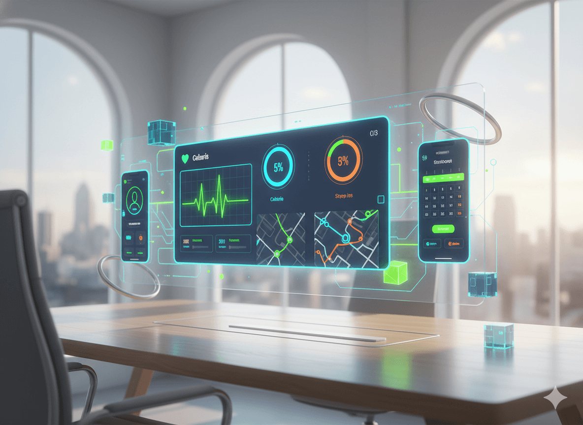 Futuristic healthcare dashboard interface