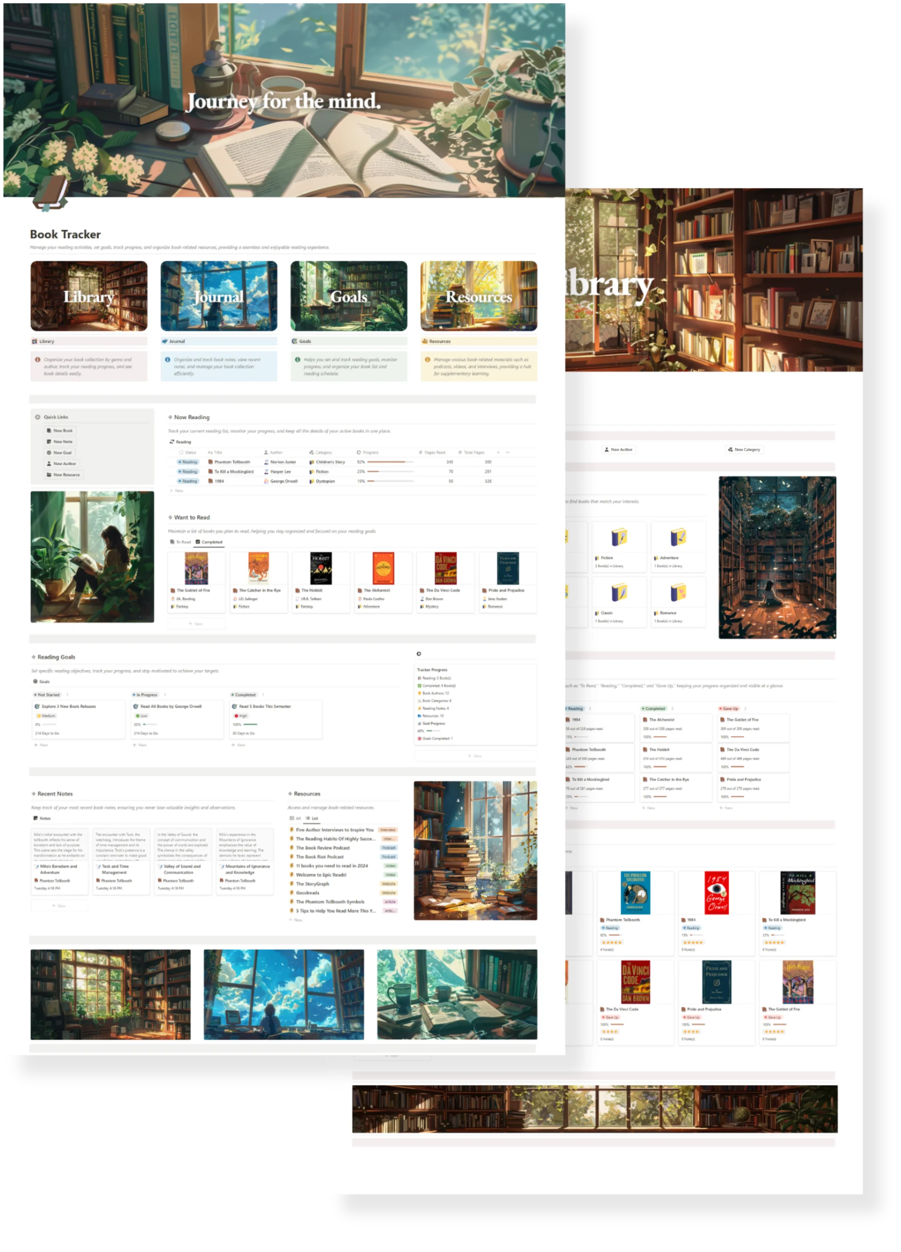 Aesthetic Notion Book Tracker Template by Notion for Teachers