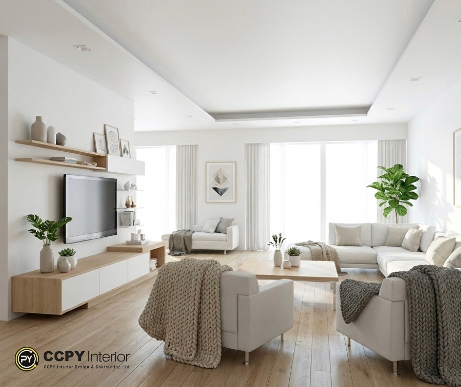 Sophisticated living area at Mount Pavilia 20 featuring a plush blue sofa, marble breakfast bar, and an ornate crystal chandelier illuminating the rhythmic open-plan layout.