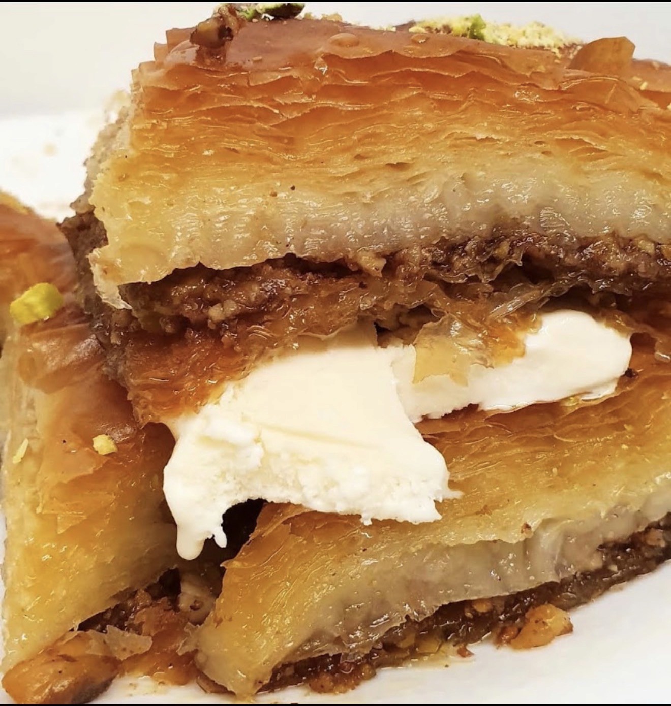 Baklawa served with ice cream