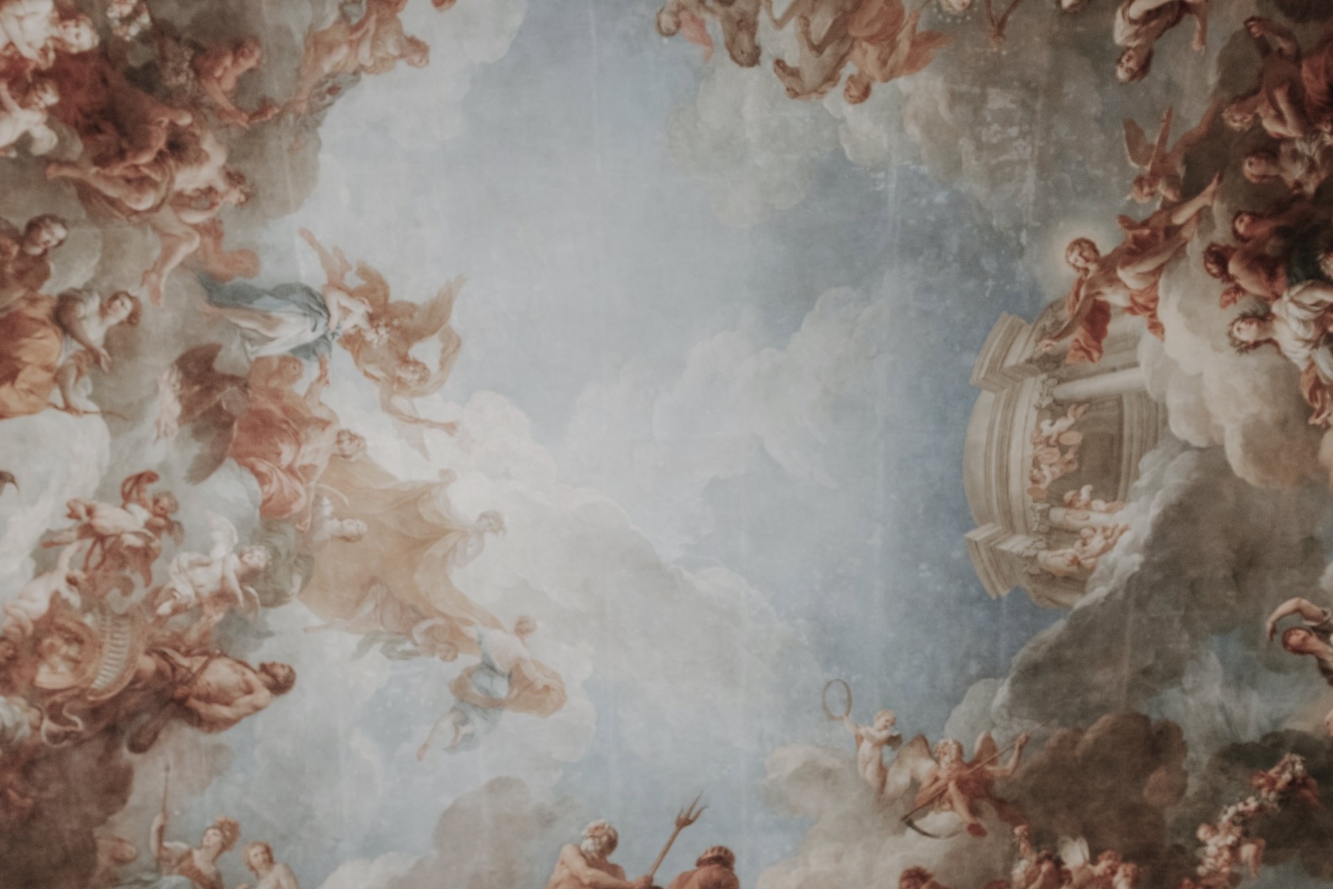 Team working in an office watching at a presentation