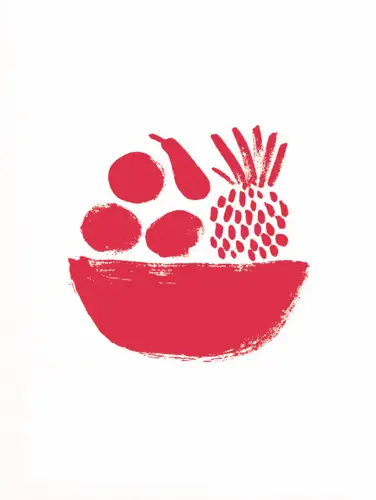 Red bowl of food illustration