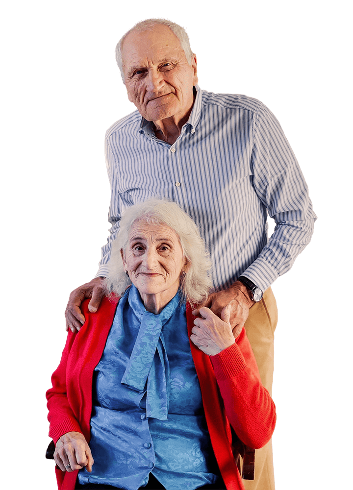 Smiling elder couple