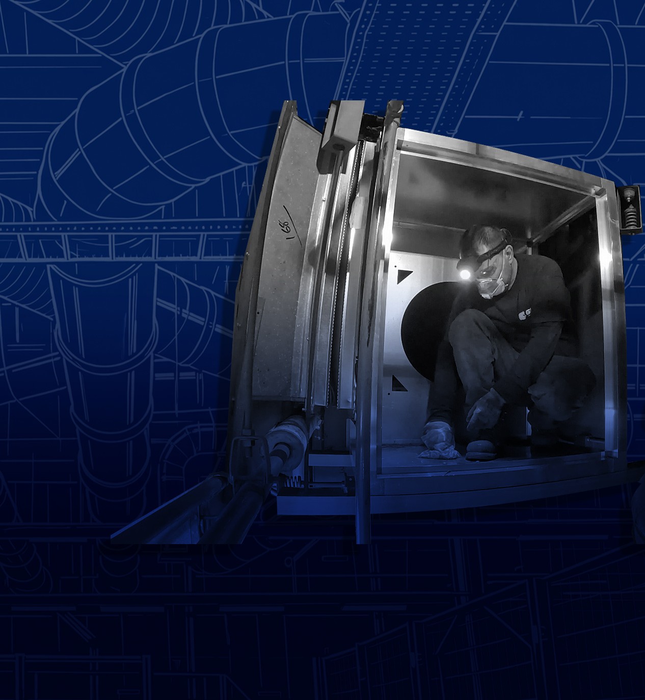 Access-First HVAC Retrofits in NYC PDF download graphic showing a GRR technician in a tight mechanical space