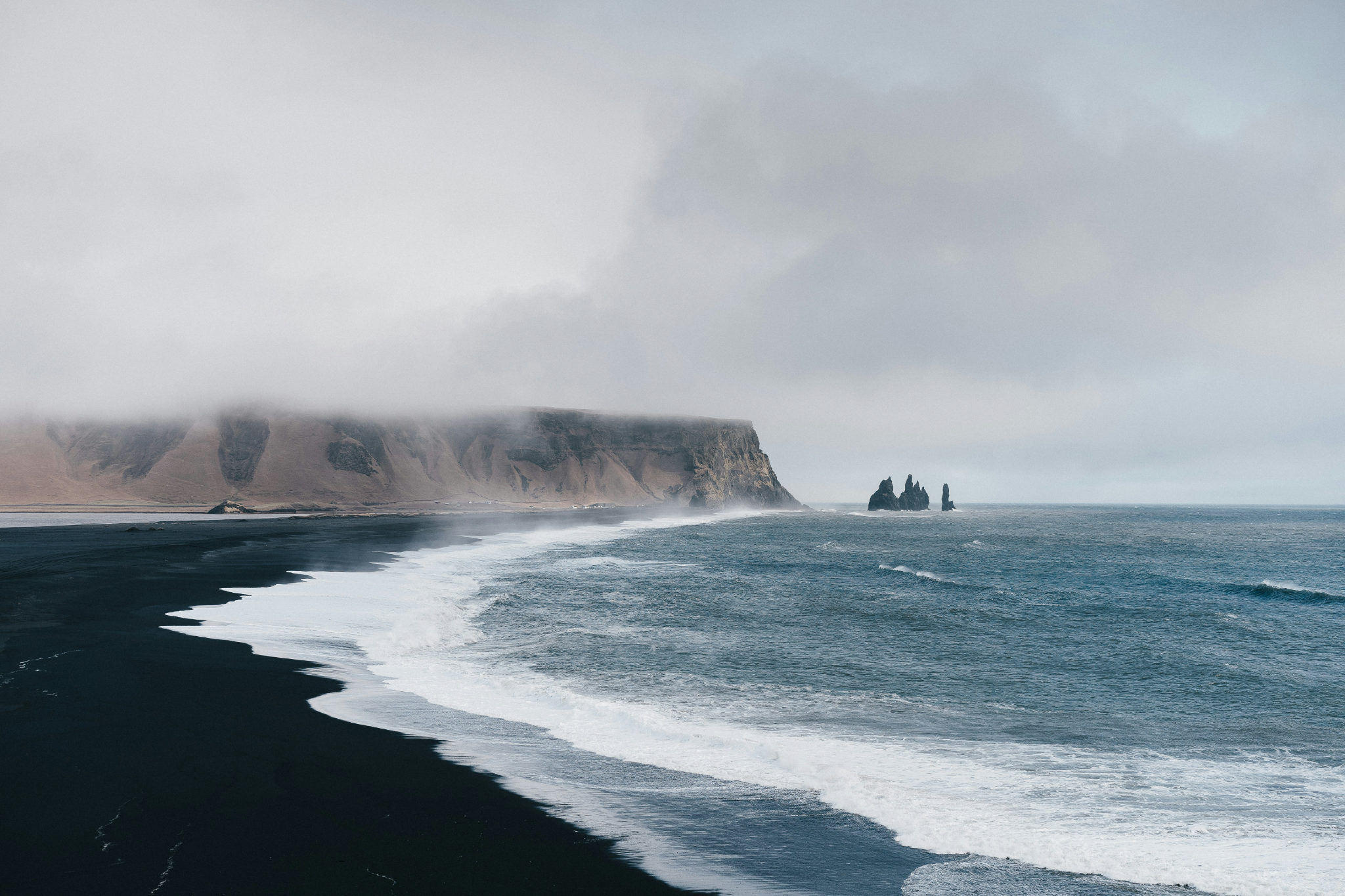 A moody beach scene in Iceland