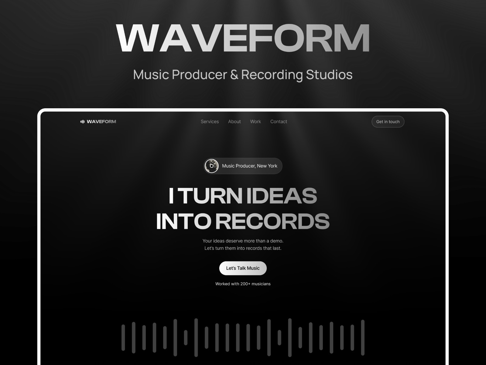 Waveform — 高级暗黑黑白极简落地页设计案例