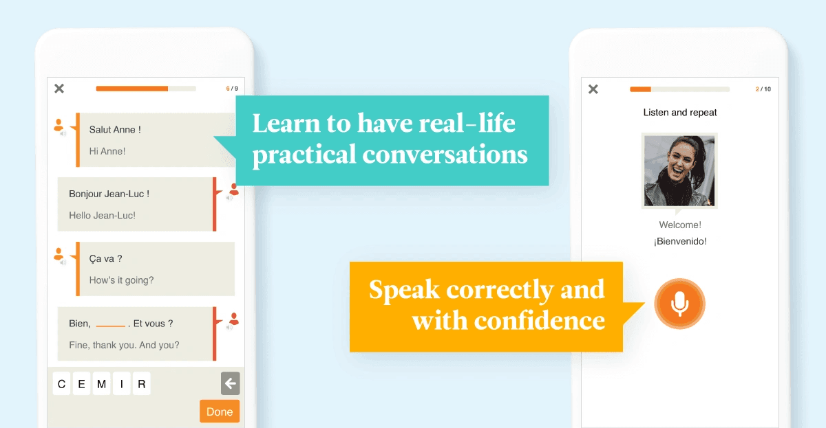 Babbel: One of the best edtech website designs for language learning tools