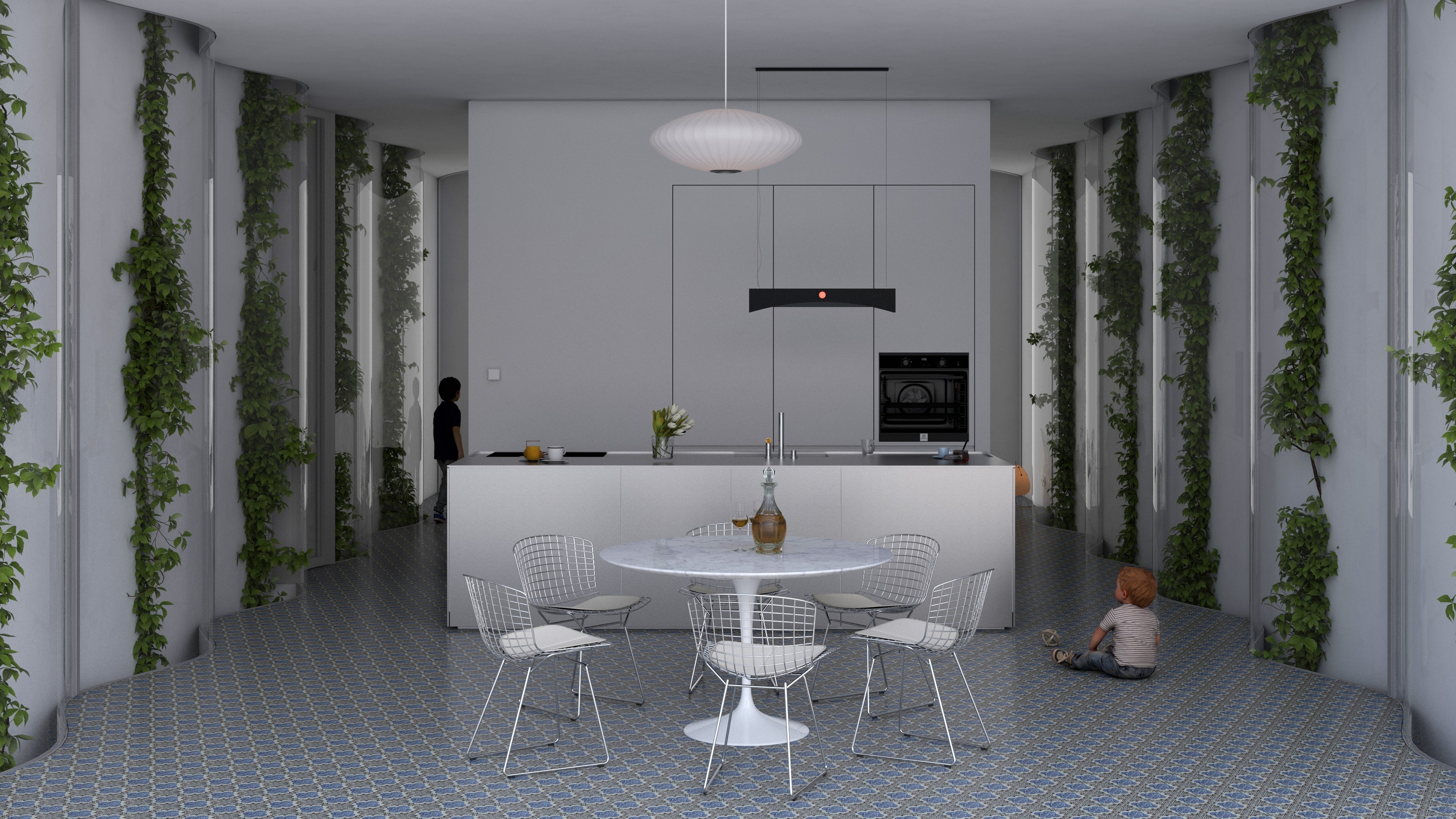 House in Lisbon perspective interior