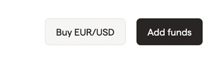 Capi dashboard: Buy EUR/USD and Add funds buttons