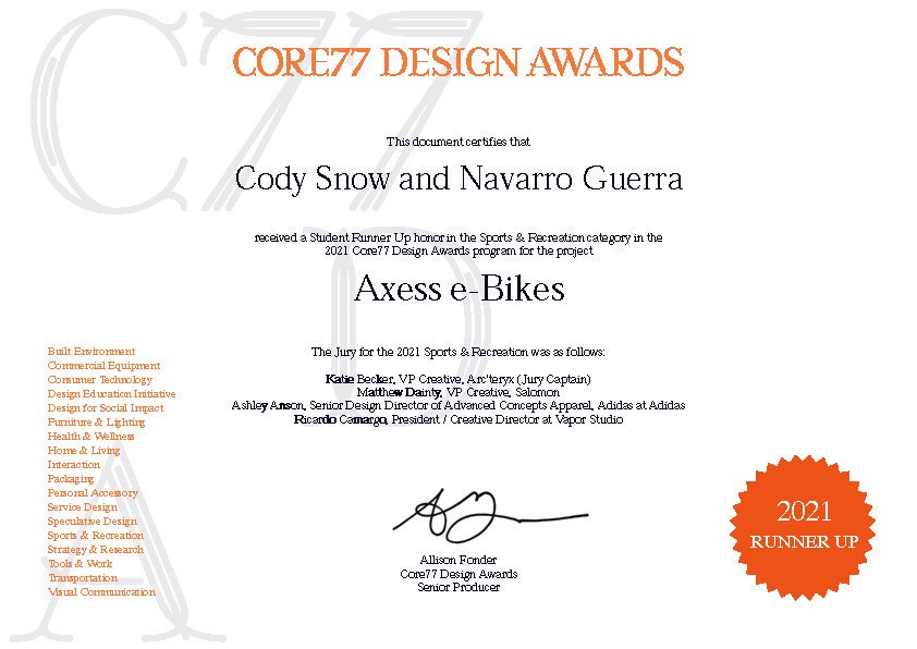 Core77 Design Award Runner Up Sports & Recreation Cody Snow & Navarro Guerra